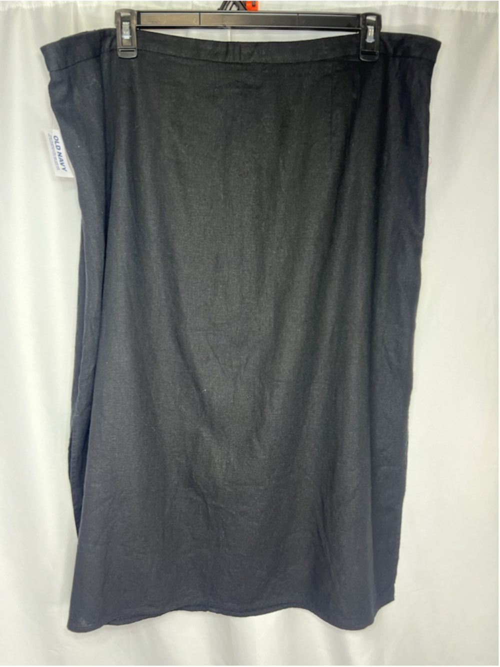 Old Navy Womens Linen Blend Maxi Black Double Slit Size XXL Elastic Waist Casual